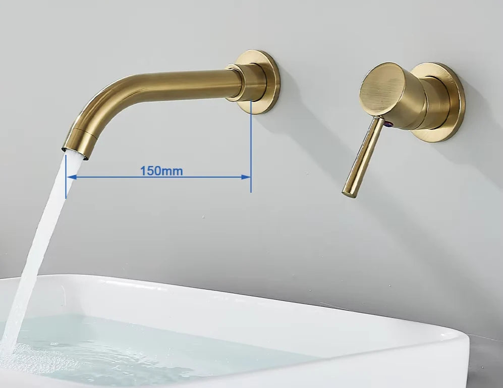 Wall-Mounted Faucet Concealed Solid Brass Swivel Spout