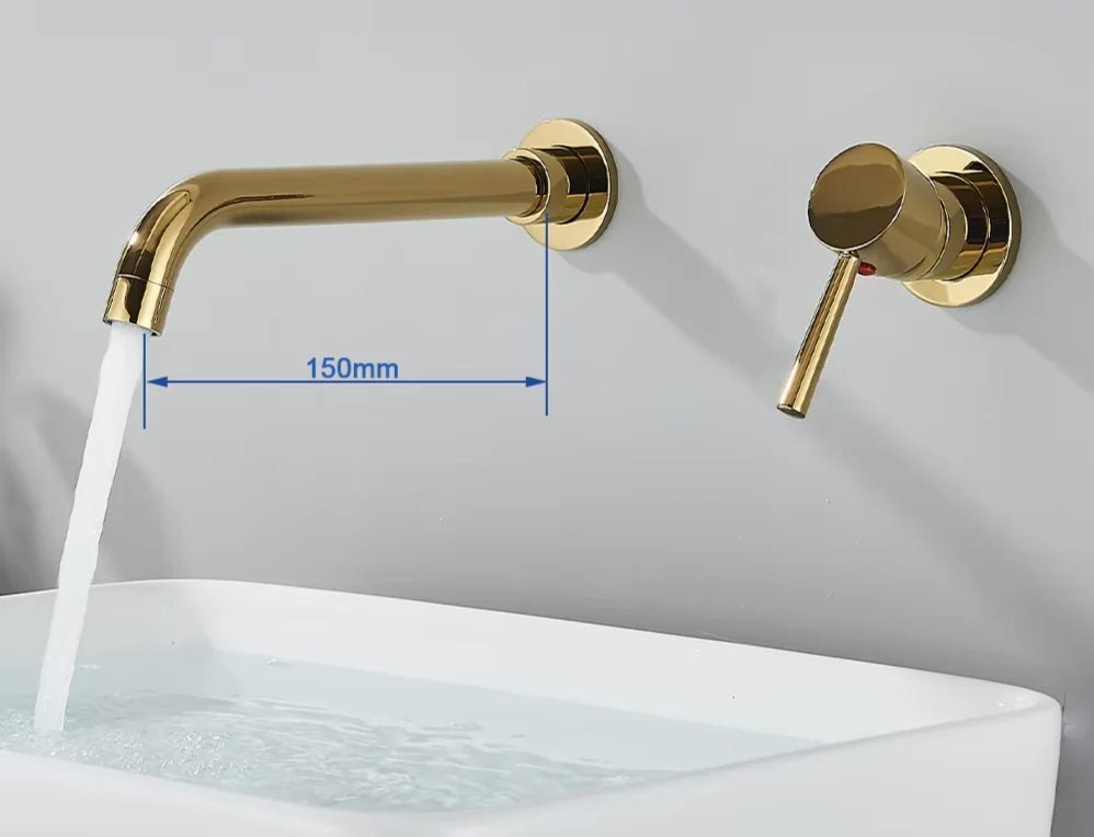 Wall-Mounted Faucet Concealed Solid Brass Swivel Spout
