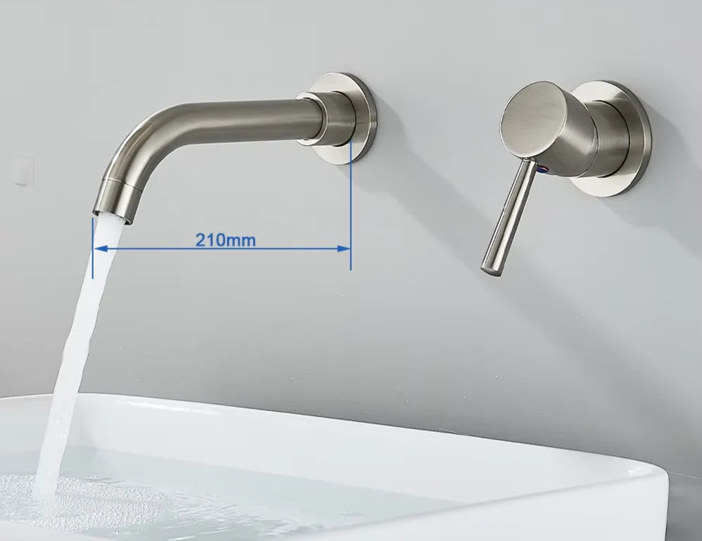 Wall-Mounted Faucet Concealed Solid Brass Swivel Spout