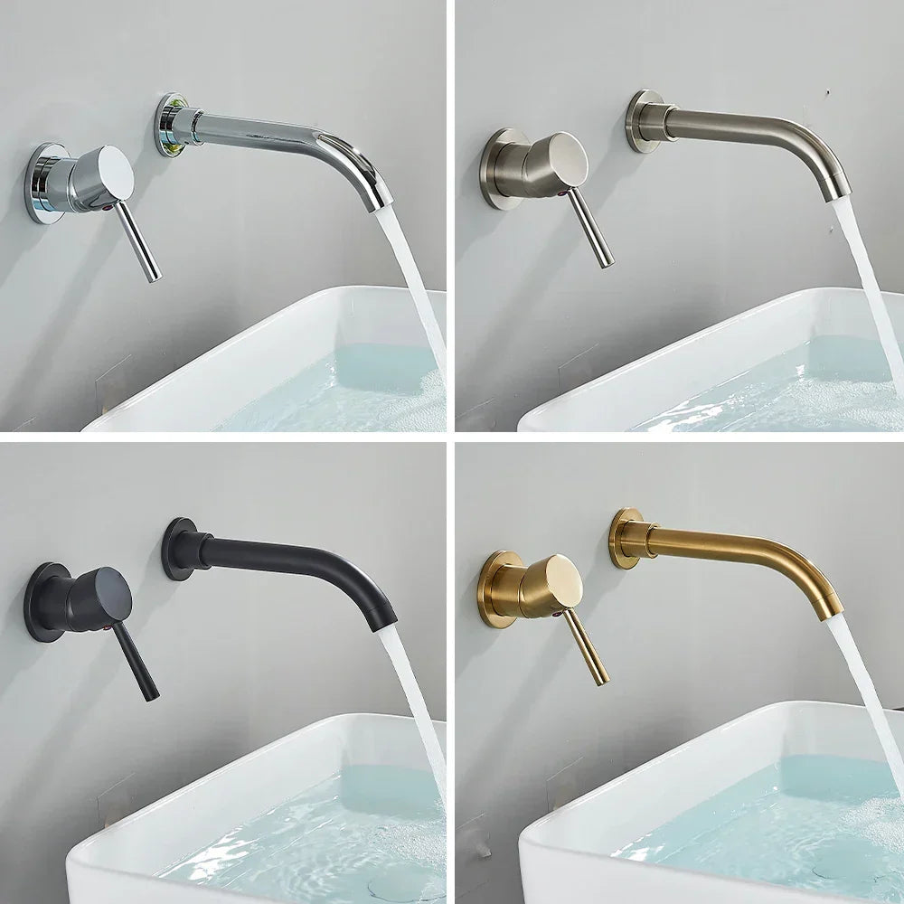 Wall-Mounted Faucet Concealed Solid Brass Swivel Spout