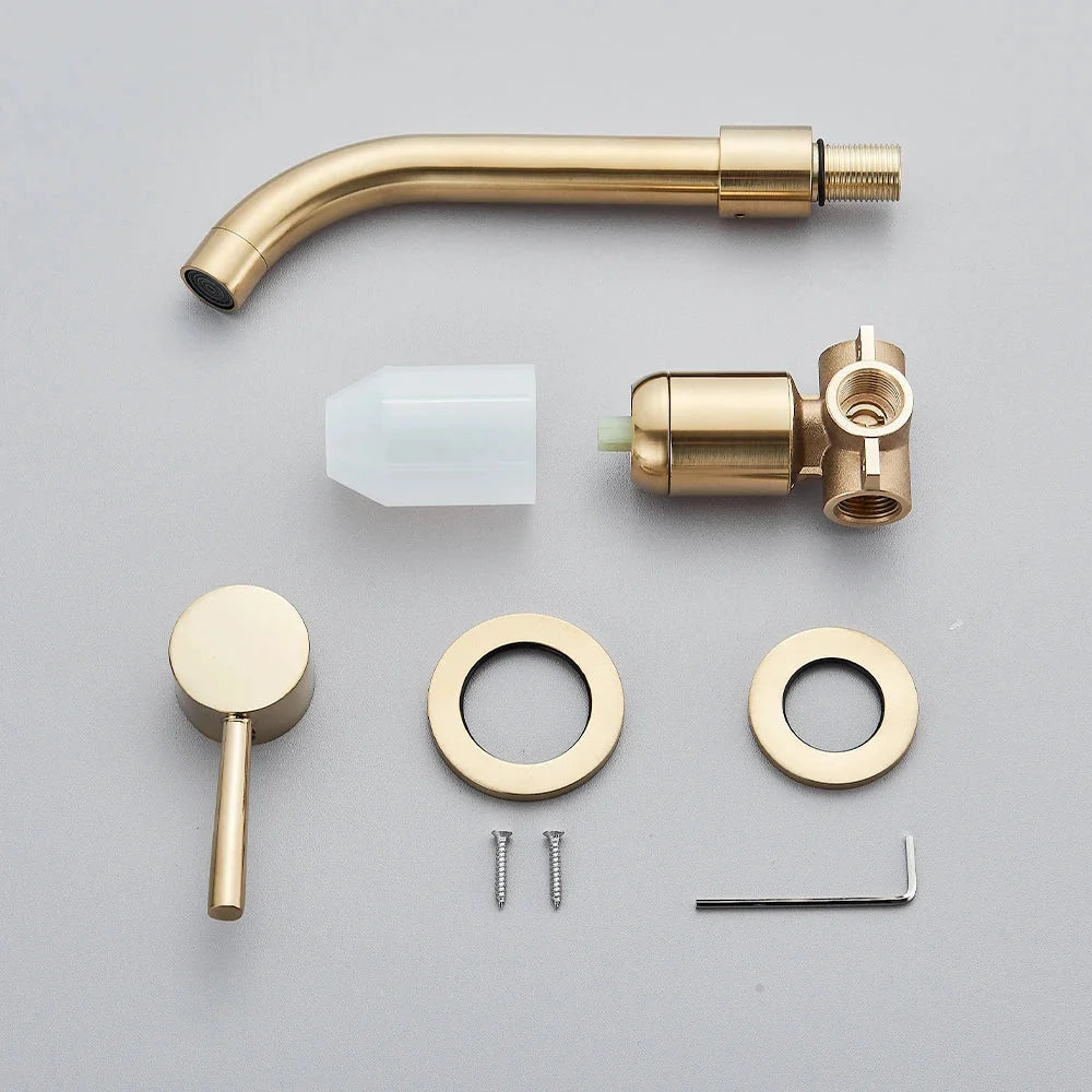 Wall-Mounted Faucet Concealed Solid Brass Swivel Spout