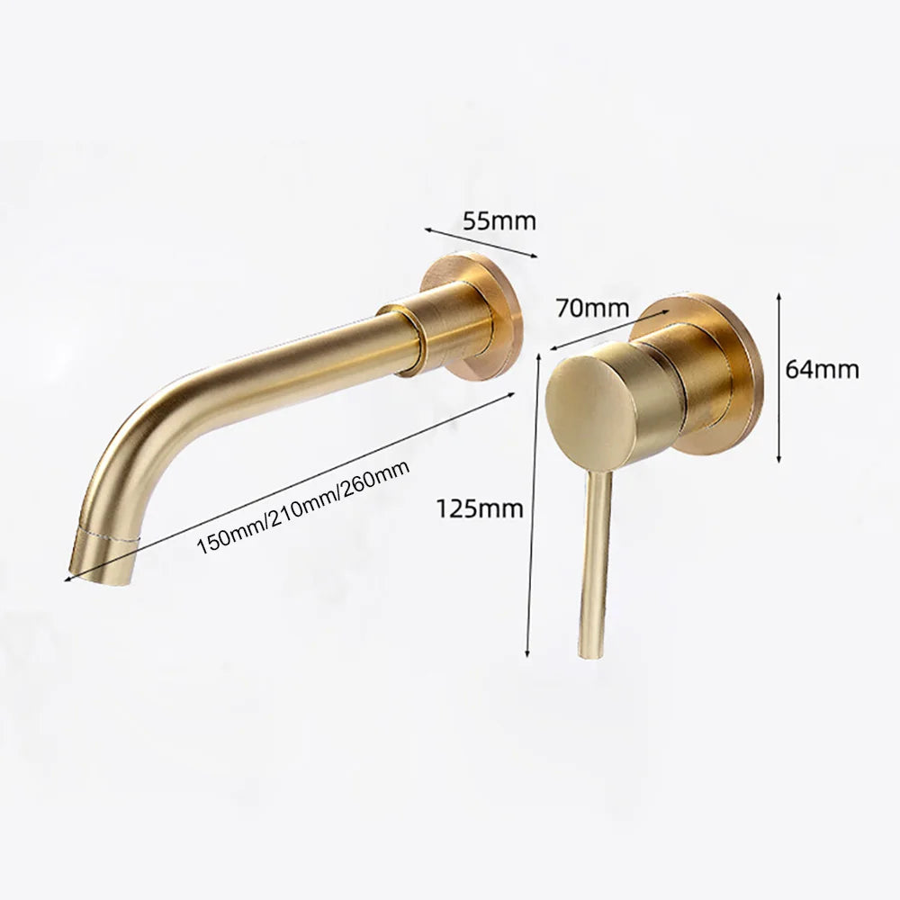Wall-Mounted Faucet Concealed Solid Brass Swivel Spout