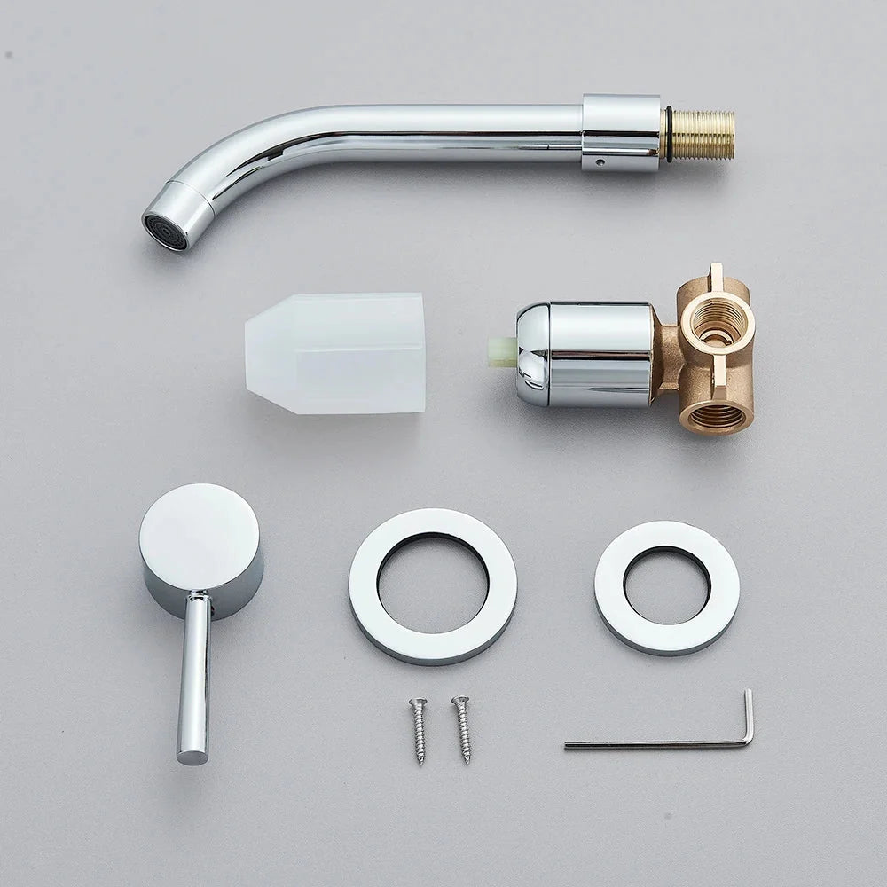 Wall-Mounted Faucet Concealed Solid Brass Swivel Spout
