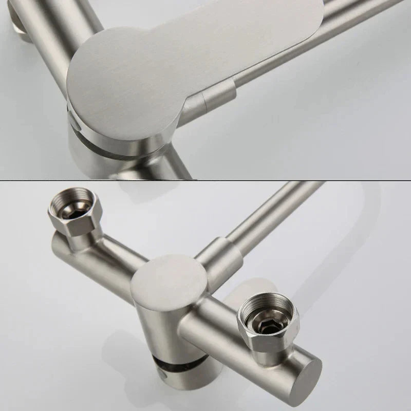 Wall-Mounted Kitchen Faucet Stainless Steel 360° Swivel Single Handle