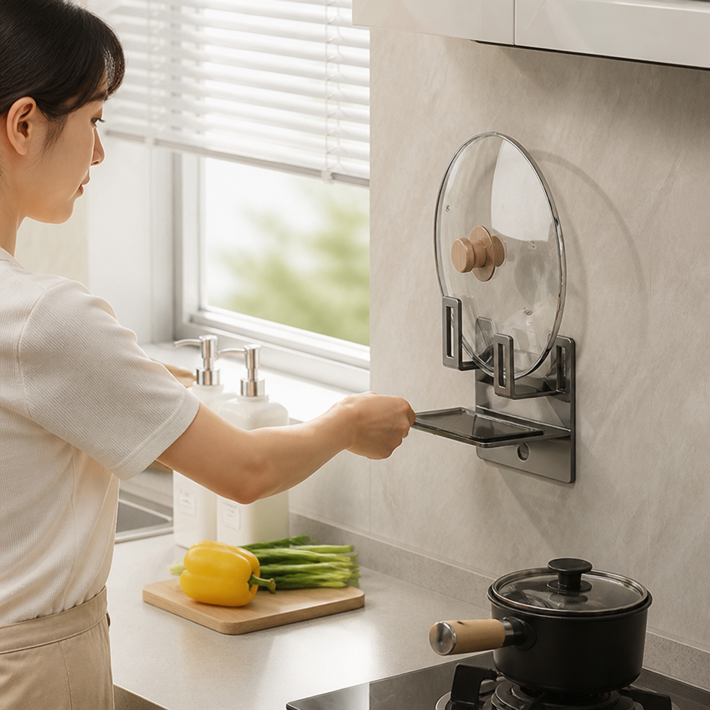 Wall-Mounted Kitchen Shelf No-Drill Carbon Steel