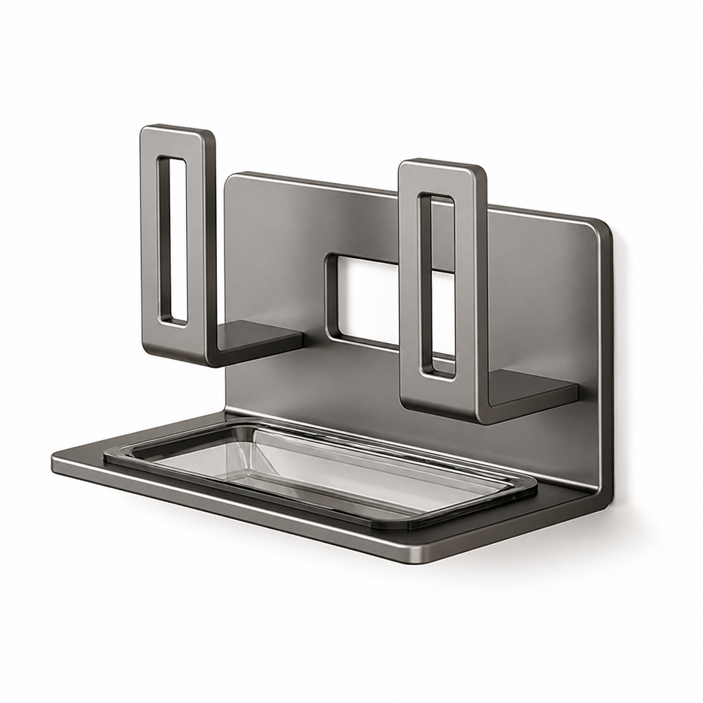Wall-Mounted Kitchen Shelf No-Drill Carbon Steel