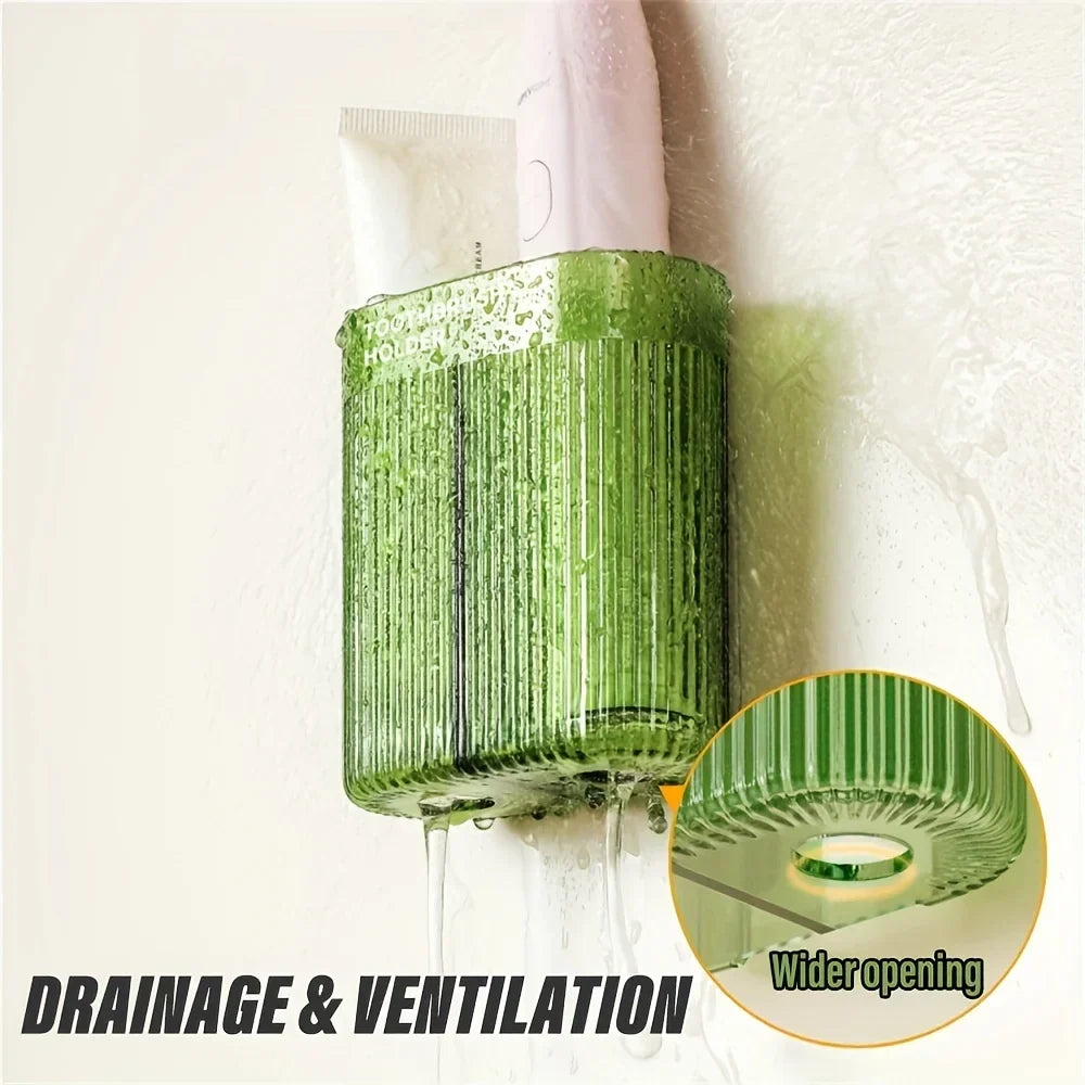 Wall-Mounted Toothbrush Holder Hygienic Covered Toothpaste Storage