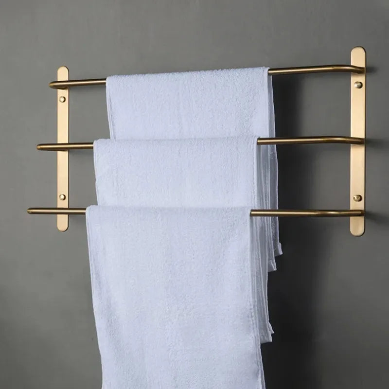 Wall-Mounted Towel Bar Solid Copper Integrated Hook