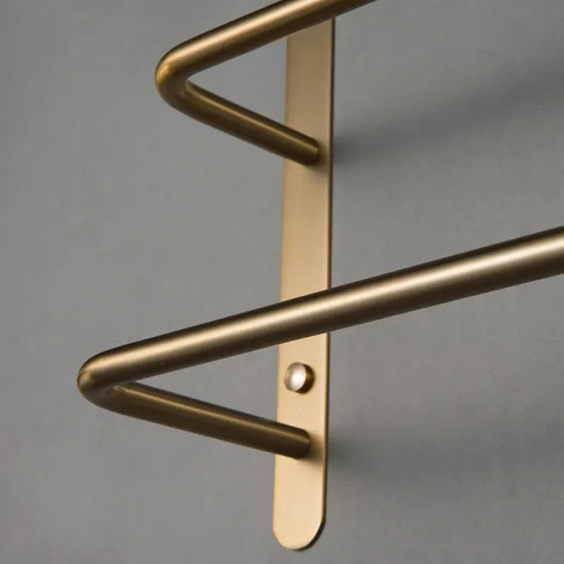 Wall-Mounted Towel Bar Solid Copper Integrated Hook