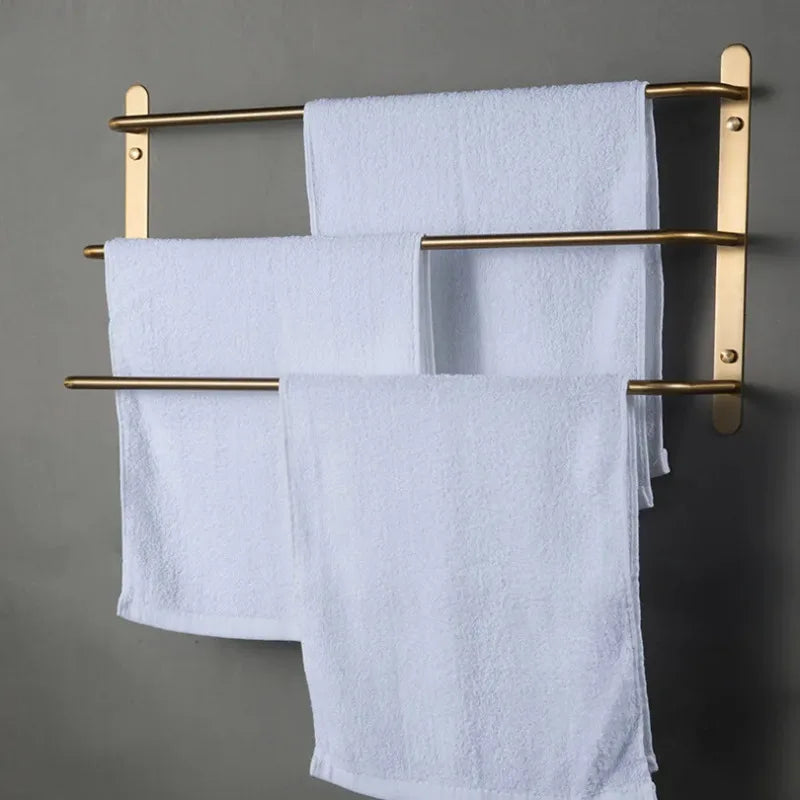 Wall-Mounted Towel Bar Solid Copper Integrated Hook
