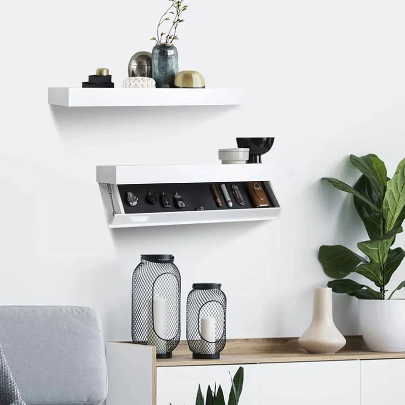 Wall Shelf Floating Wood Hidden Compartment