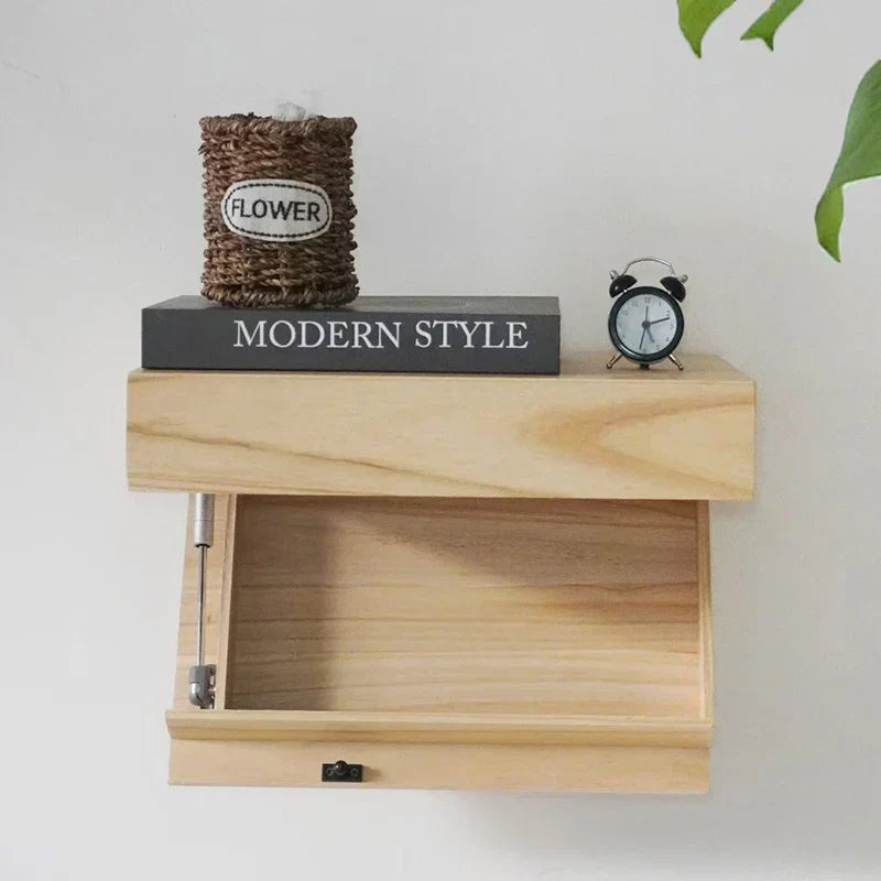 Wall Shelf Floating Wood Hidden Compartment