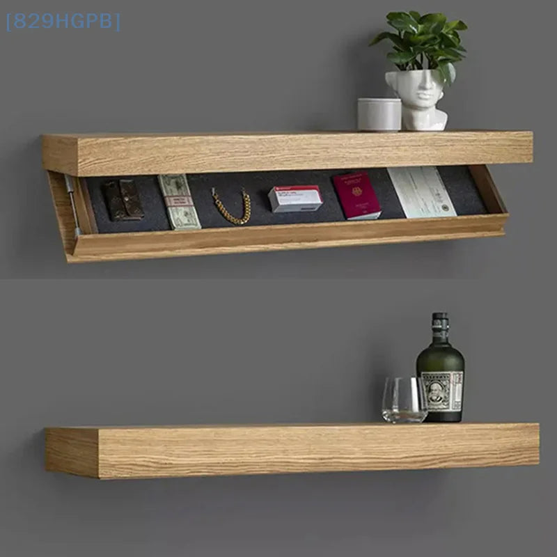 Wall Shelf Floating Wood Hidden Compartment
