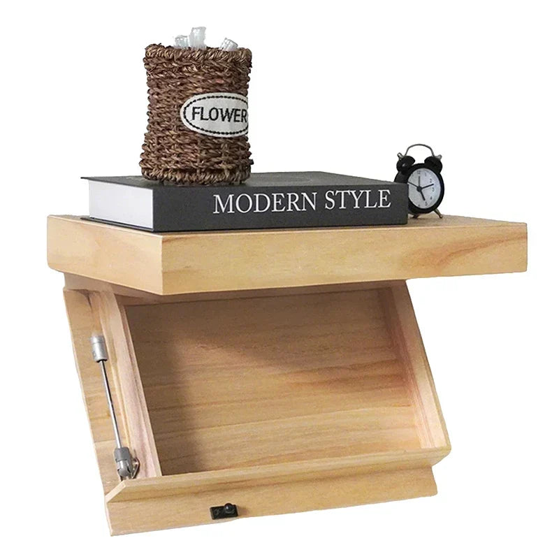 Wall Shelf Floating Wood Hidden Compartment