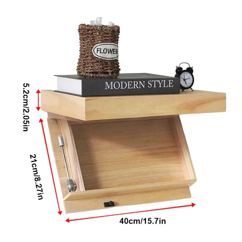 Wall Shelf Floating Wood Hidden Compartment
