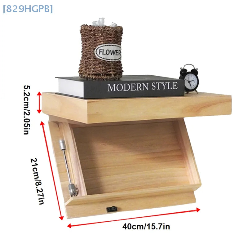 Wall Shelf Floating Wood Hidden Compartment