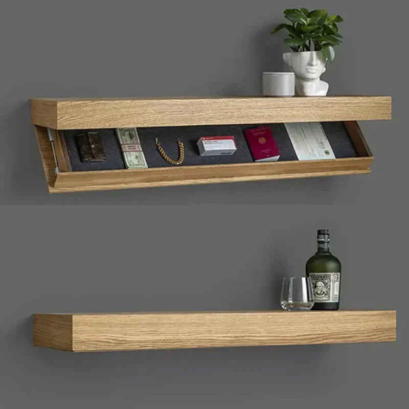 Wall Shelf Floating Wood Hidden Compartment