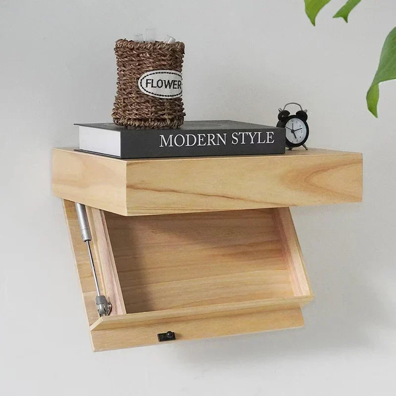 Wall Shelf Floating Wood Hidden Compartment