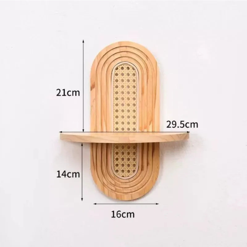 Wall Shelf Handmade Rattan & Wood Boho