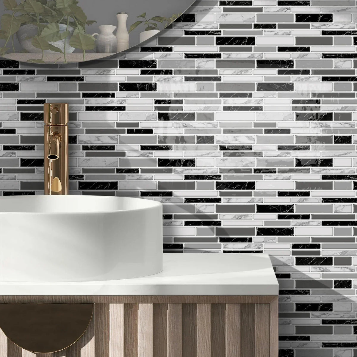 Wall Sticker Black & White Marble Self Adhesive Waterproof