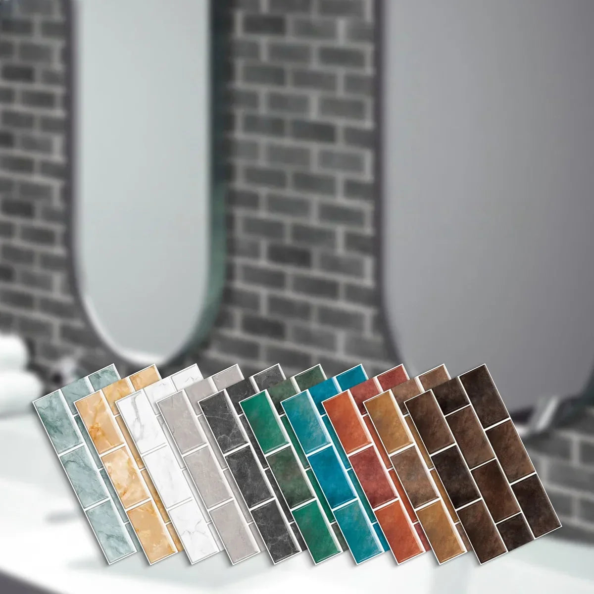 Wall Sticker Set Retro Brick Peel & Stick Water-Resistant