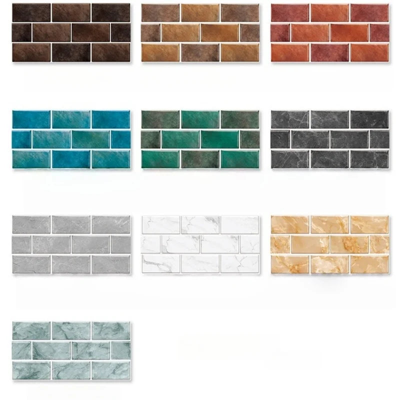 Wall Sticker Set Retro Brick Peel & Stick Water-Resistant