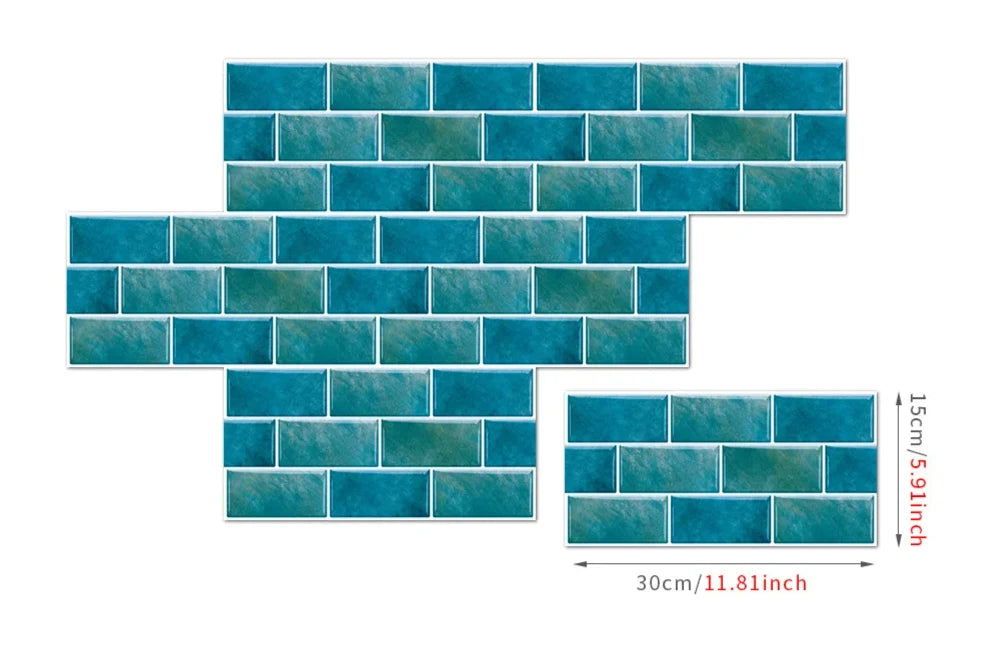 Wall Sticker Set Retro Brick Peel & Stick Water-Resistant