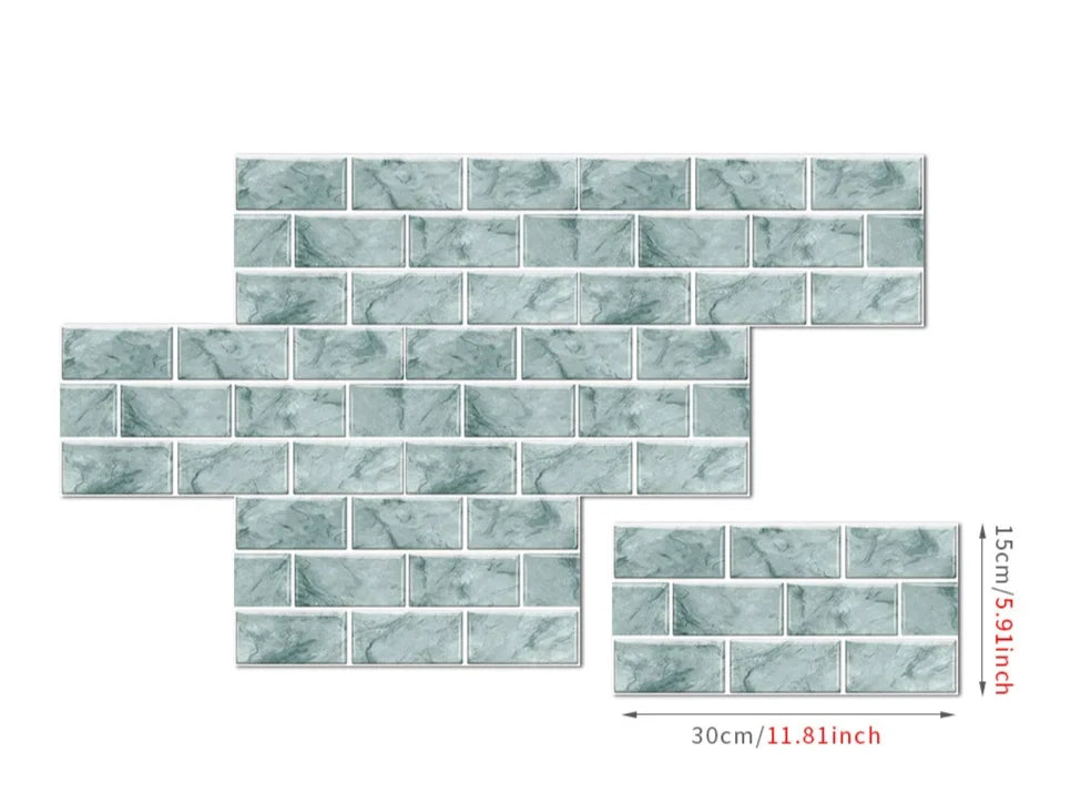 Wall Sticker Set Retro Brick Peel & Stick Water-Resistant