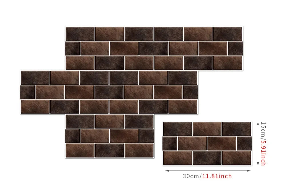 Wall Sticker Set Retro Brick Peel & Stick Water-Resistant