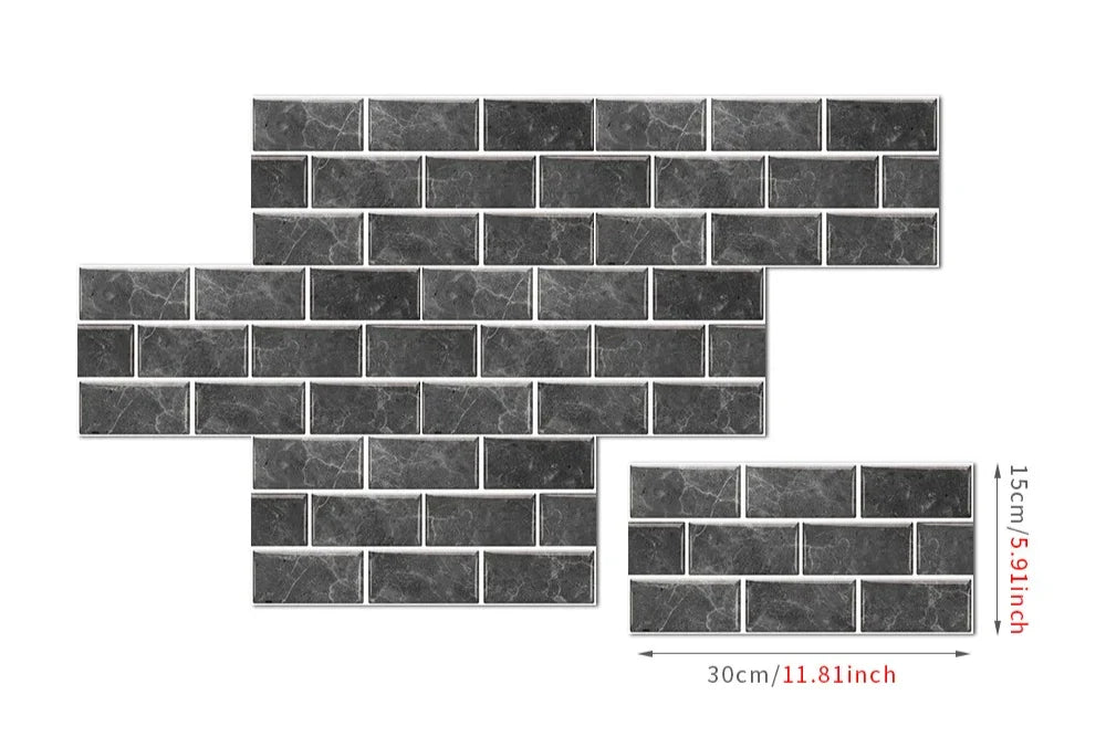 Wall Sticker Set Retro Brick Peel & Stick Water-Resistant