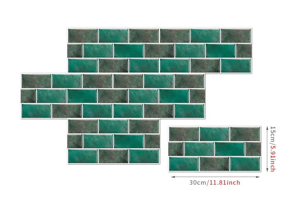 Wall Sticker Set Retro Brick Peel & Stick Water-Resistant