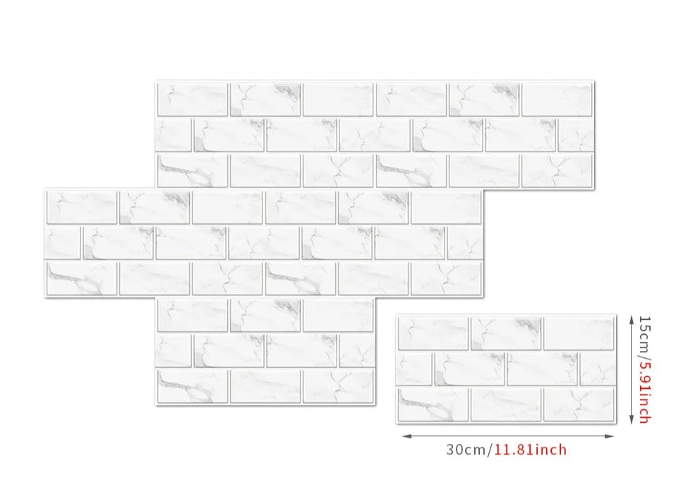 Wall Sticker Set Retro Brick Peel & Stick Water-Resistant