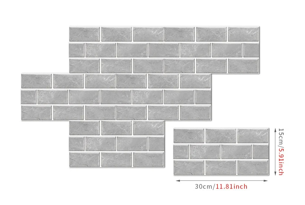 Wall Sticker Set Retro Brick Peel & Stick Water-Resistant