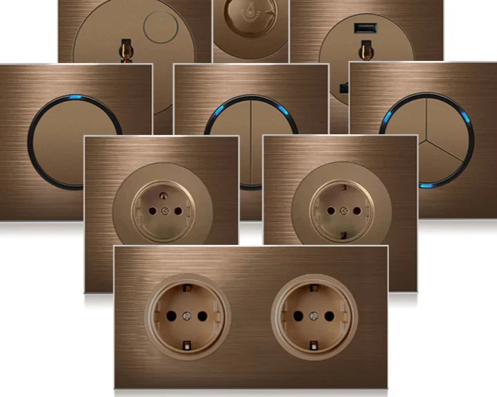 Wall Switch & Outlet Coffee Brown LED Reset Button