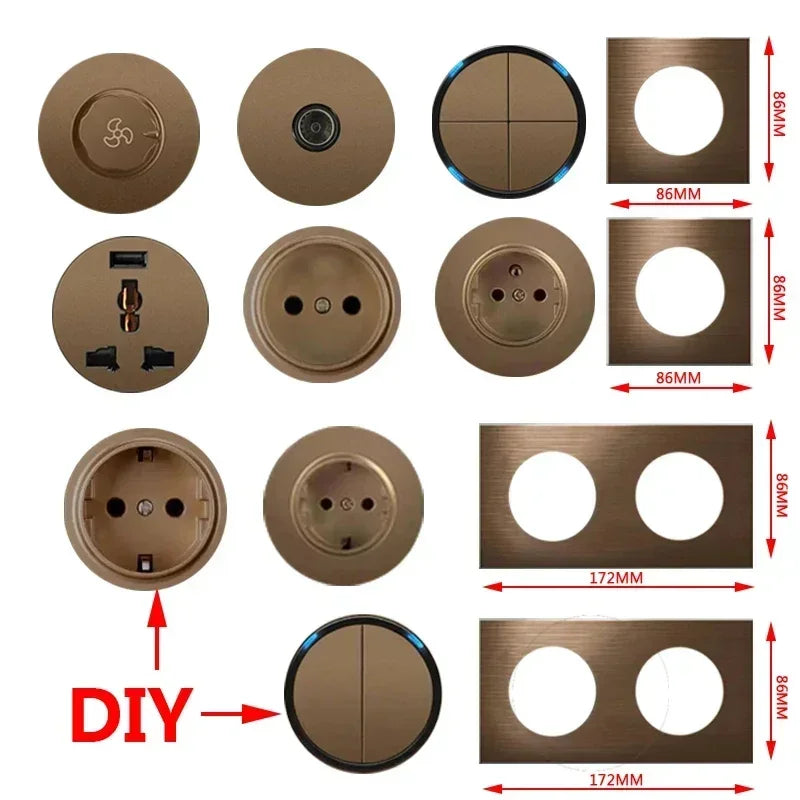 Wall Switch & Outlet Coffee Brown LED Reset Button