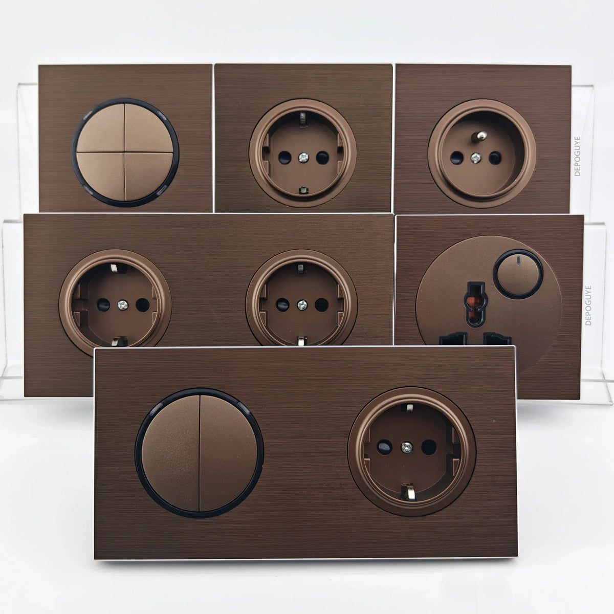 Wall Switch & Outlet Coffee Brown LED Reset Button