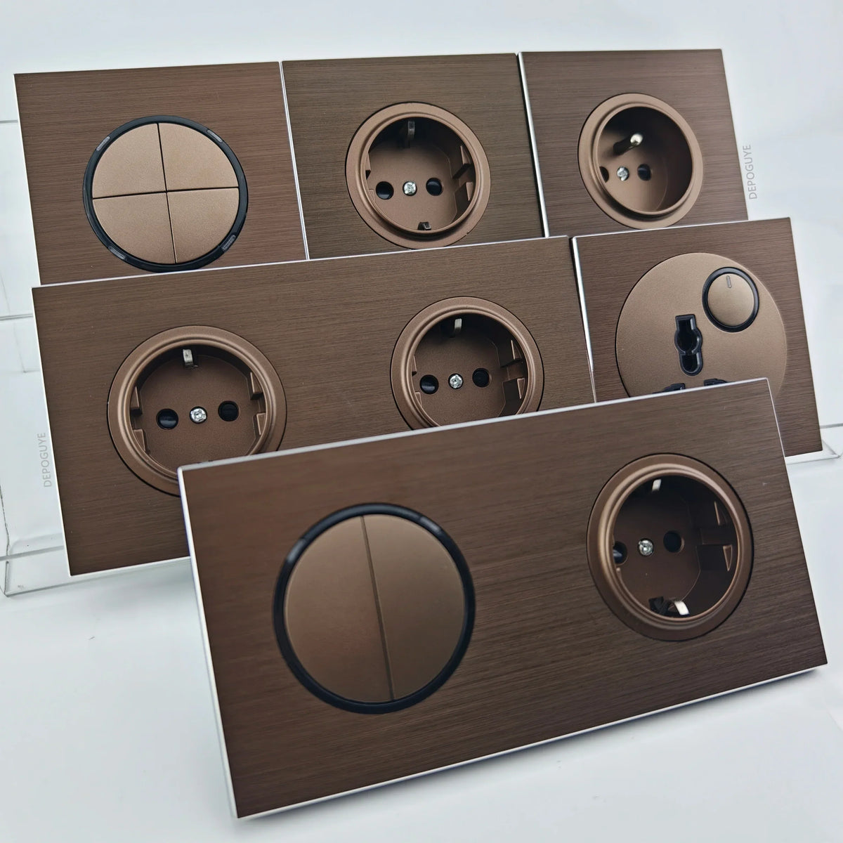Wall Switch & Outlet Coffee Brown LED Reset Button