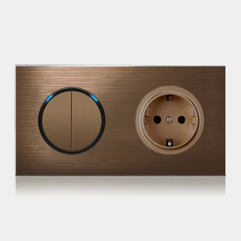 Wall Switch & Outlet Coffee Brown LED Reset Button