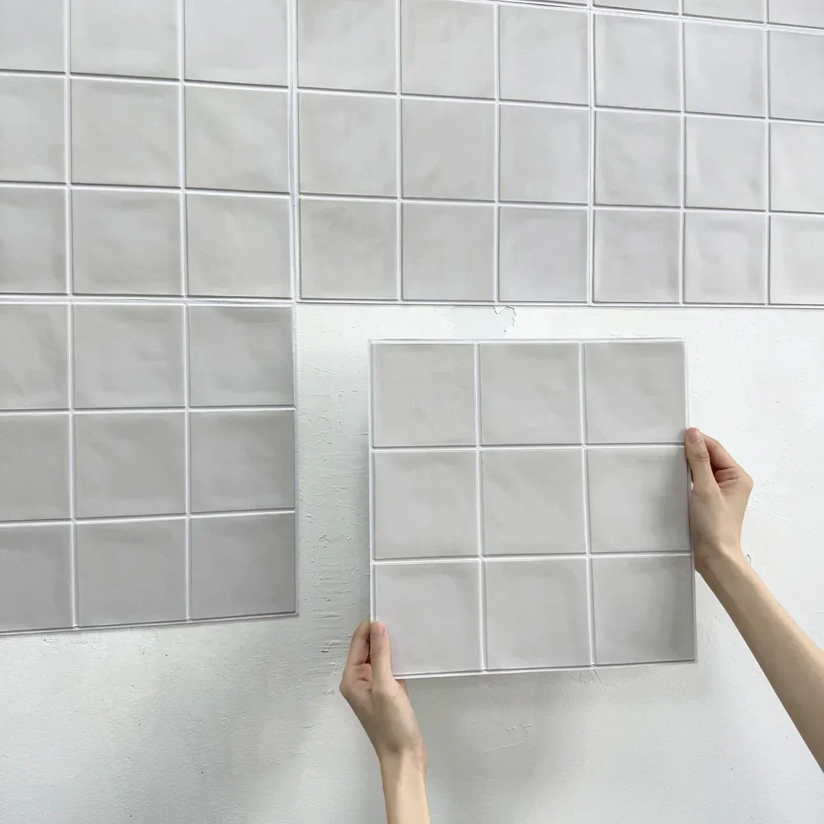 Wall Tile Panels Peel-And-Stick 3D Embossed Set of 10