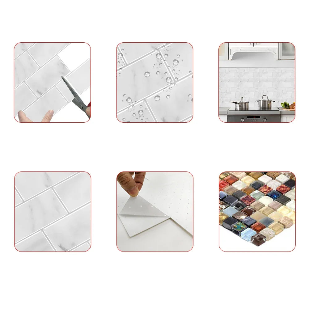 Wall Tile Peel-And-Stick 3D Waterproof
