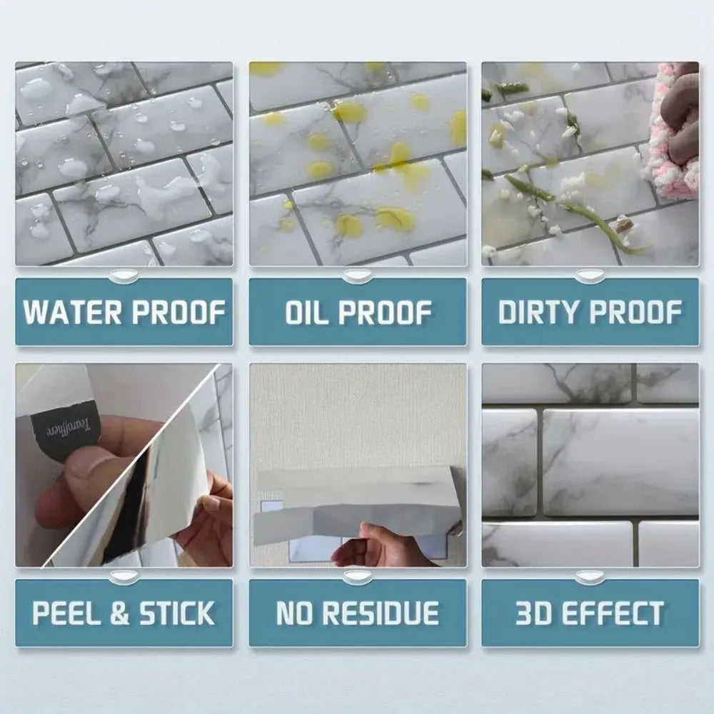 Wall Tiles Peel & Stick Waterproof Self-Adhesive
