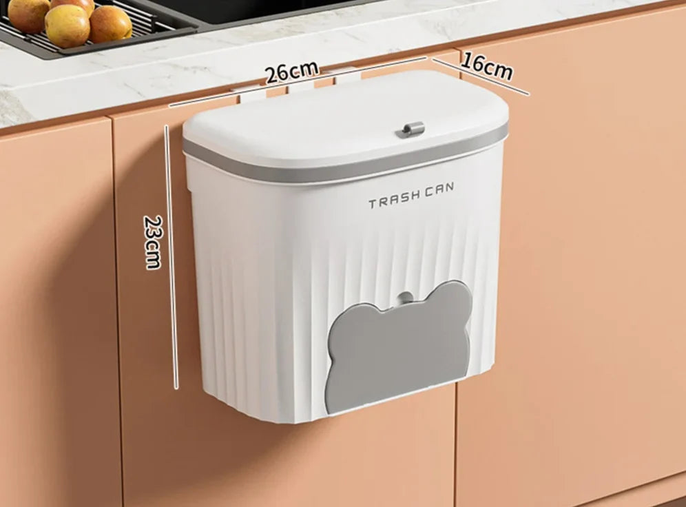 Wall Trash Can Space-Saving Roll-Top Lid