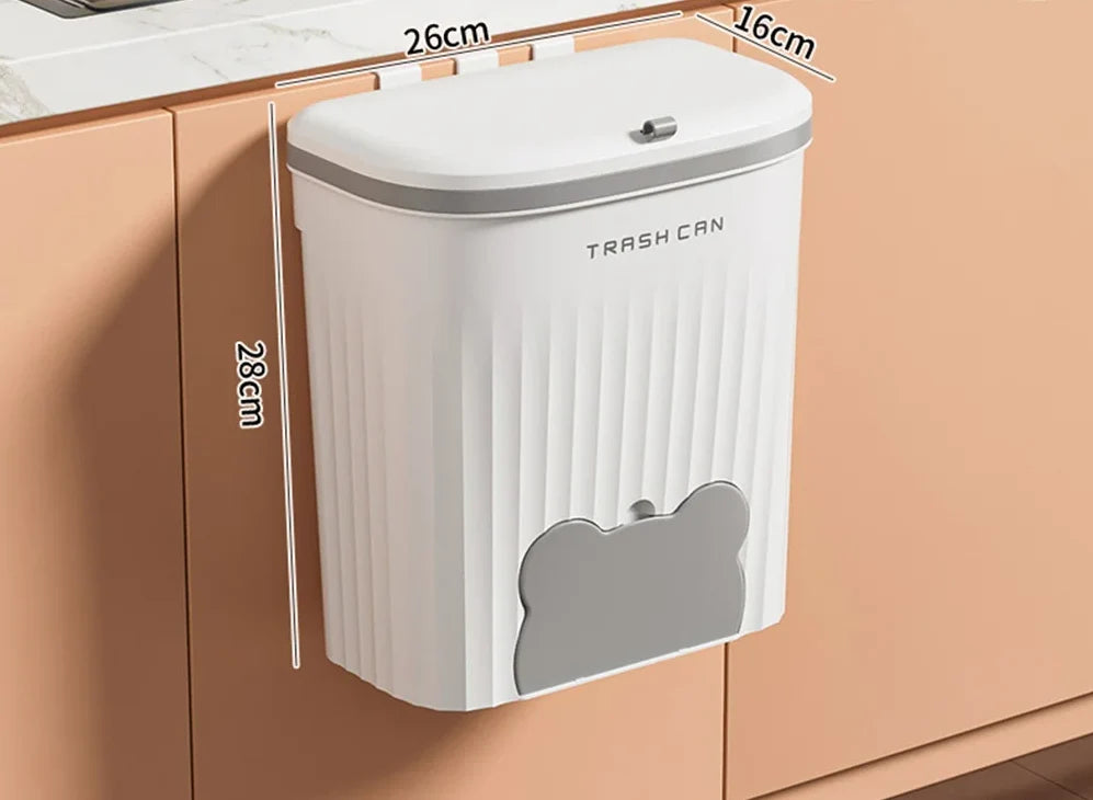 Wall Trash Can Space-Saving Roll-Top Lid