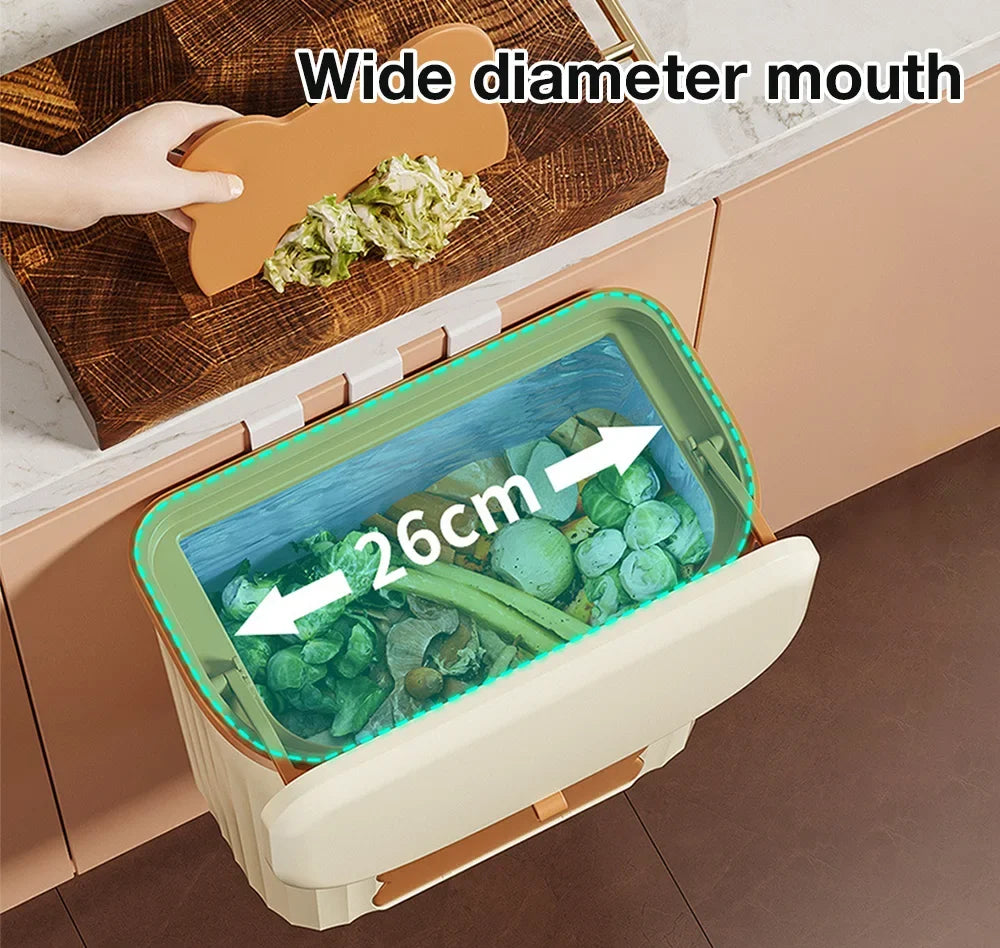 Wall Trash Can Space-Saving Roll-Top Lid