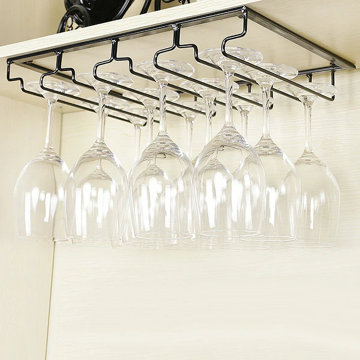 Wine Glass Rack Under-Cabinet Space-Saving Impact-Resistant