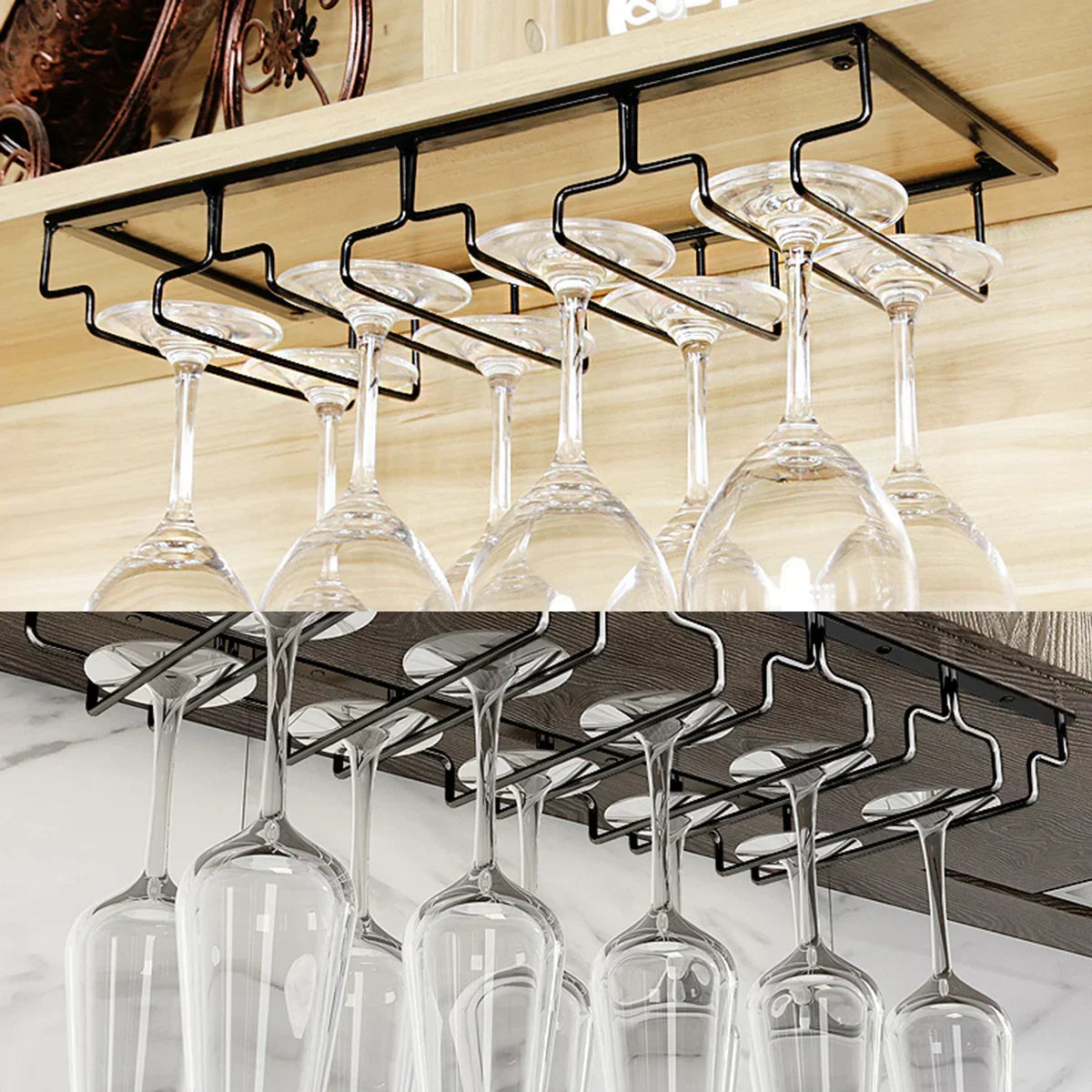Wine Glass Rack Under-Cabinet Space-Saving Impact-Resistant
