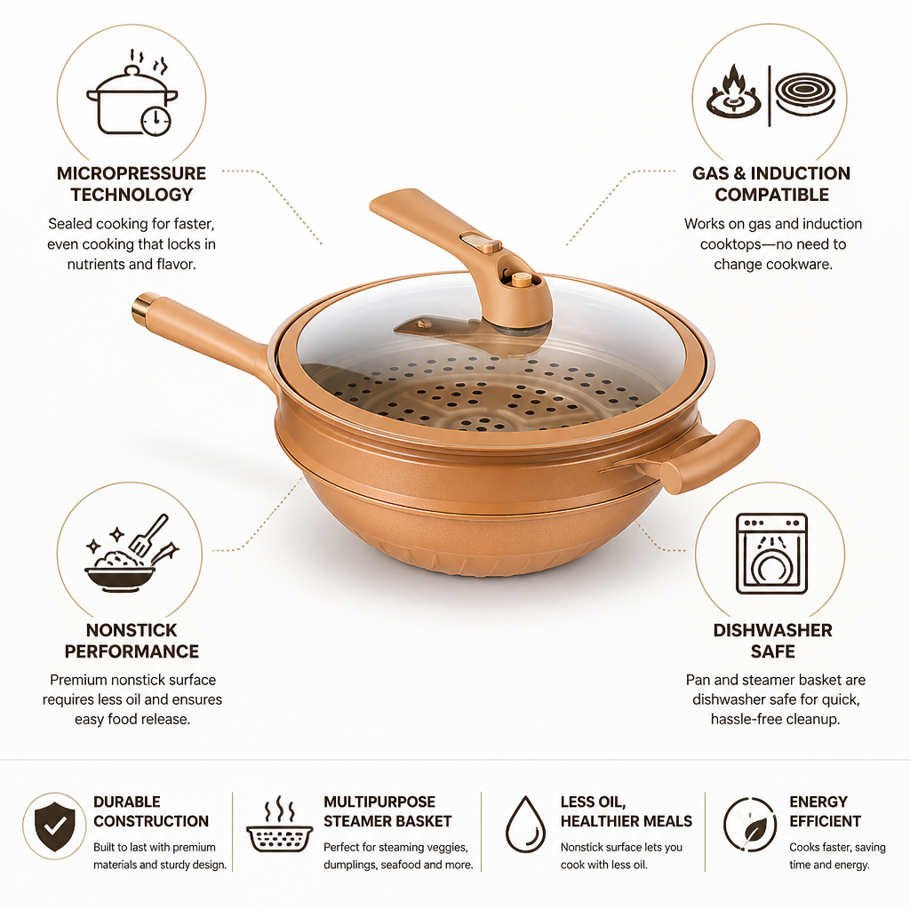 Wok Micropressure Nonstick Gas & Induction