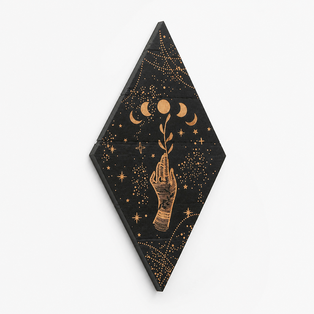 Wooden Rhombus Moon Phases Hanging Wall Art